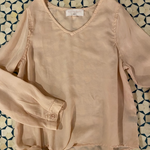 Bella Dahl Pale Pink Long Sleeve Top with Side Tie size 10 - Picture 2 of 3